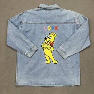 JC Penny X Haribo Embroidered Blue Denim Jacket Size‎ Large Love Bear Heart
